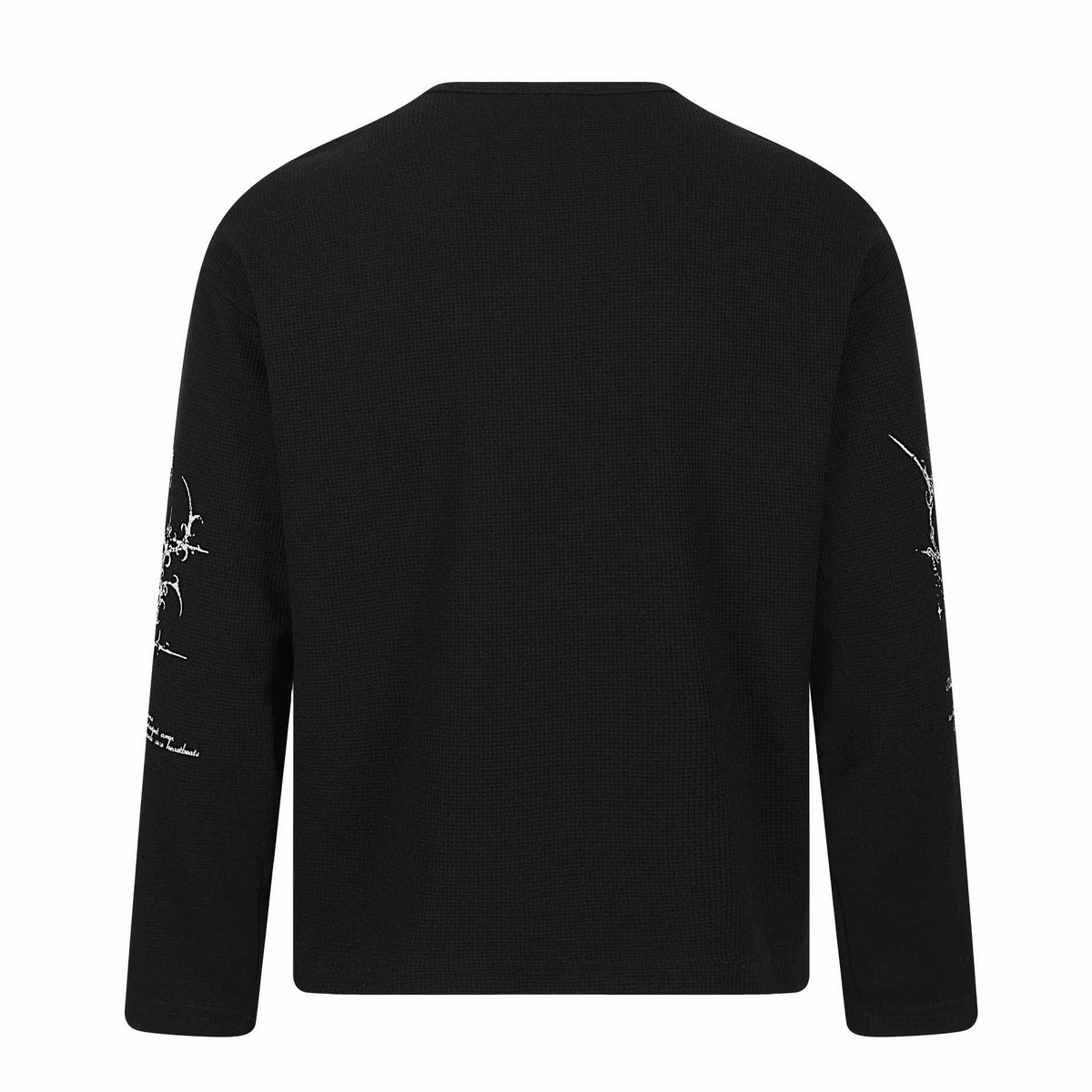 Unisex Waffle Knit Henley Long Sleeve Shirt with 3-Button Placket and Allover Print EVA-US