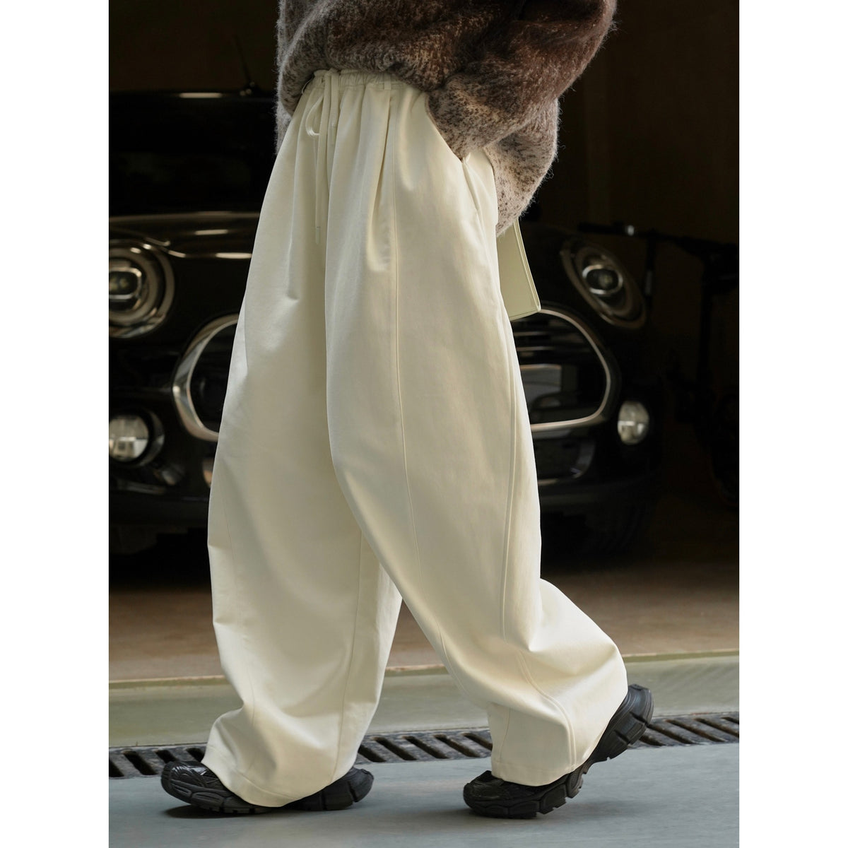 Women Extra Wide High-Waist Culotte Baggy Trousers with Drawstring and Soft Drape EVA-US