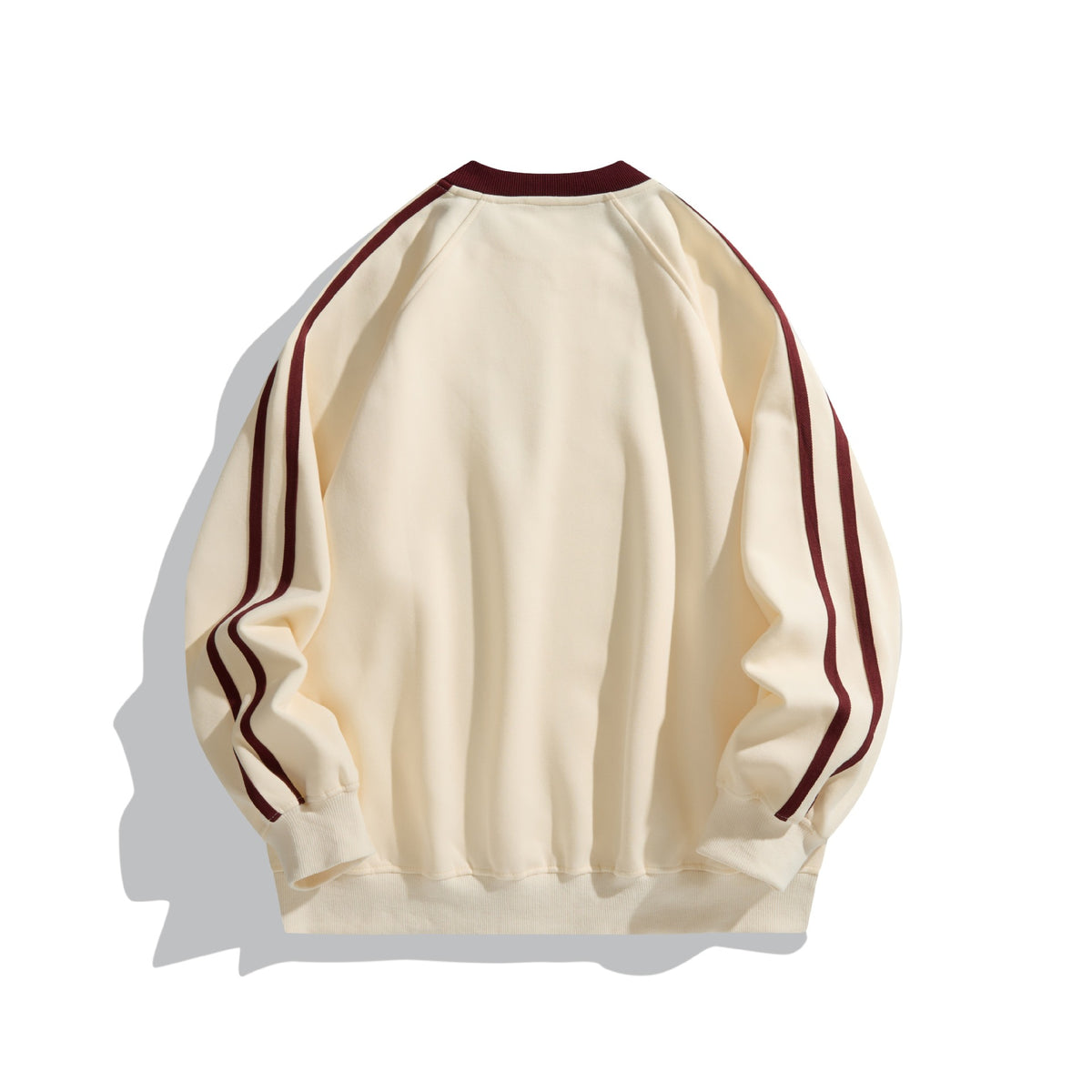 Unisex Oversized Round Neck Sweatshirt with Contrast Stripes and Large Logo Print EVA-US