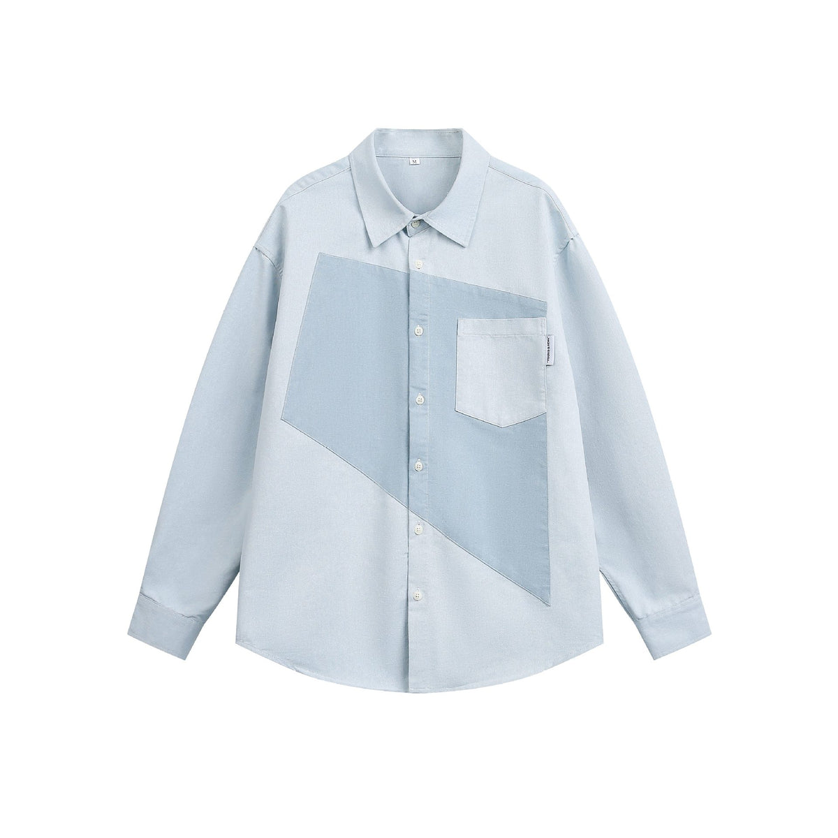 Unisex Oversized Patchwork Denim Shirt with Boxy Cut EVA-US