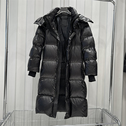 Women Long-cut quilted coat with high collar and warming down filling EVA-US