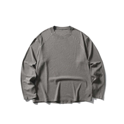 Unisex Oversize Round Neck Sweatshirt with Raglan Seams and Fine Waffle Texture EVA-US