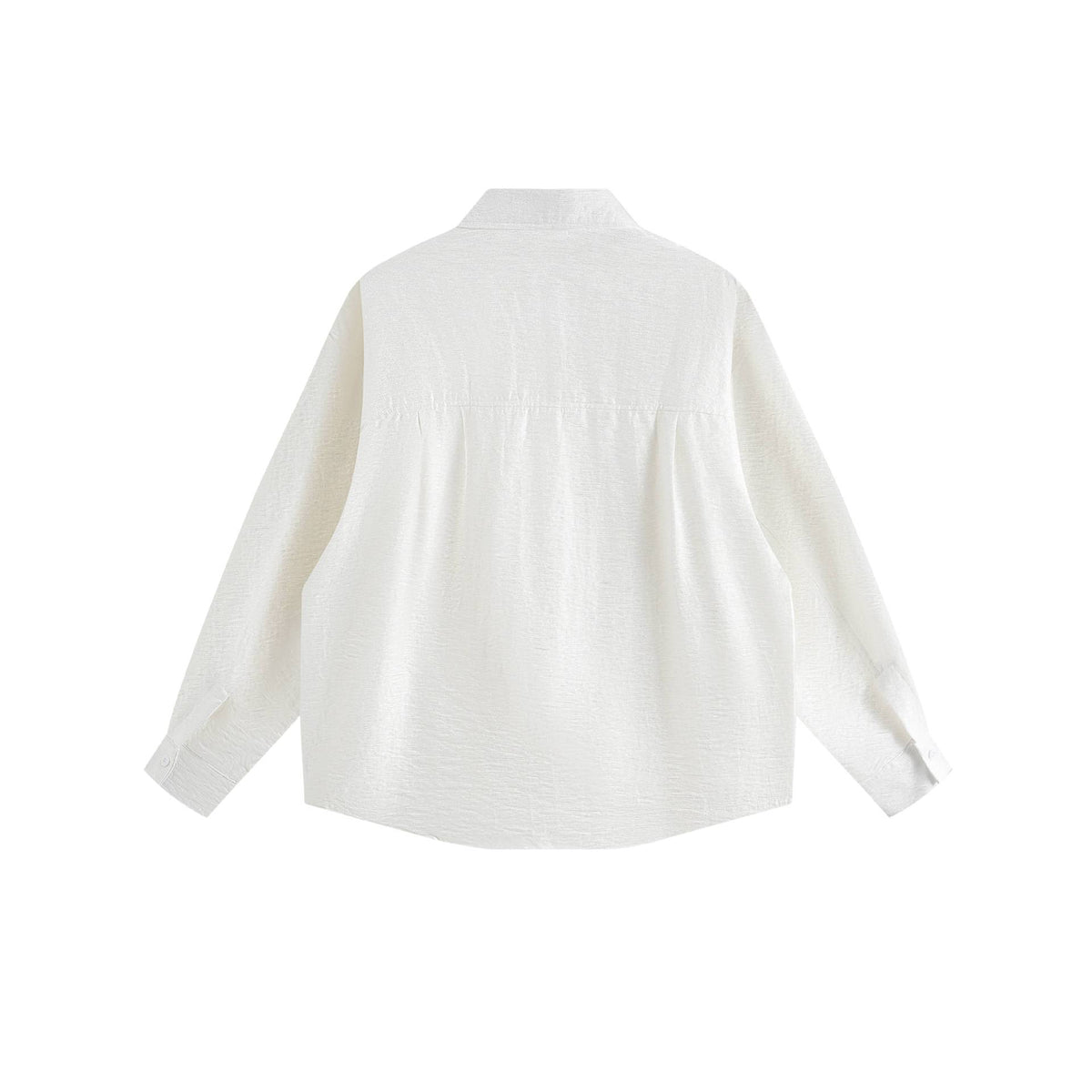 Women's oversized shirt blouse made of textured cotton blend with box pleats EVA-US