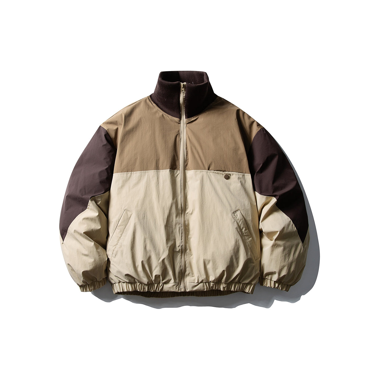 Men's Quilted Boxy Bomber with High Ribbed Collar and Elastic Hem EVA-US