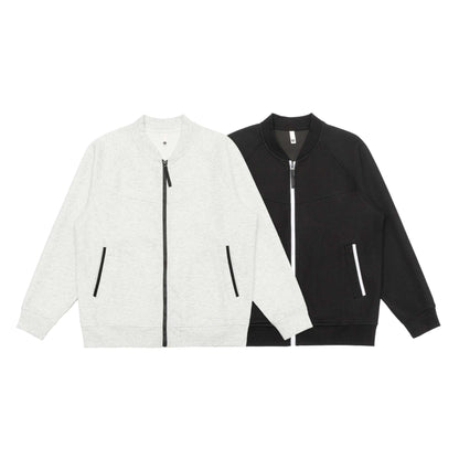 Unisex bomber-style sweat jacket with full zip, raglan sleeves, and contrast trim EVA-US