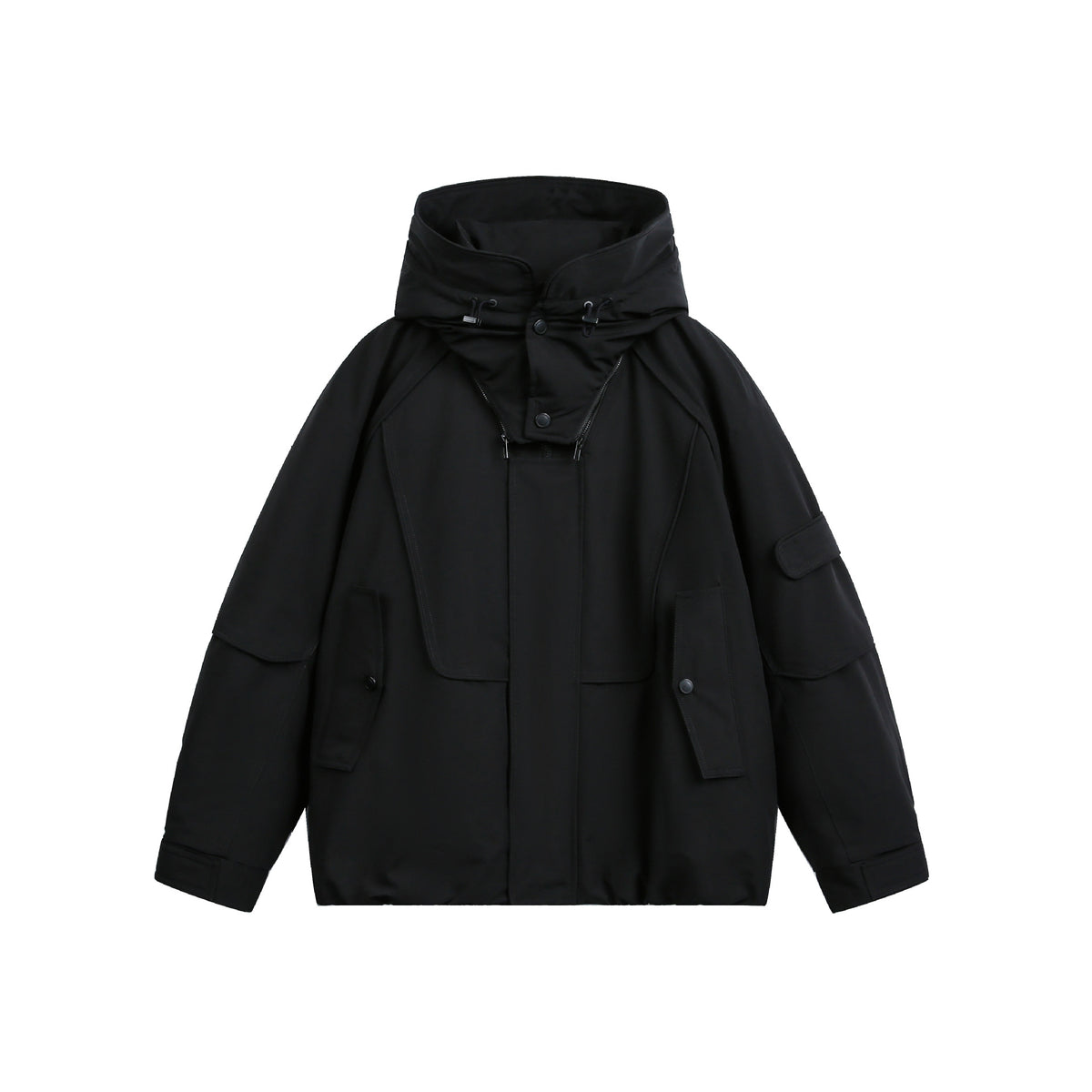 Men's Oversize Functional Parka with High Stand-Up Hood and Utility Pockets EVA-US