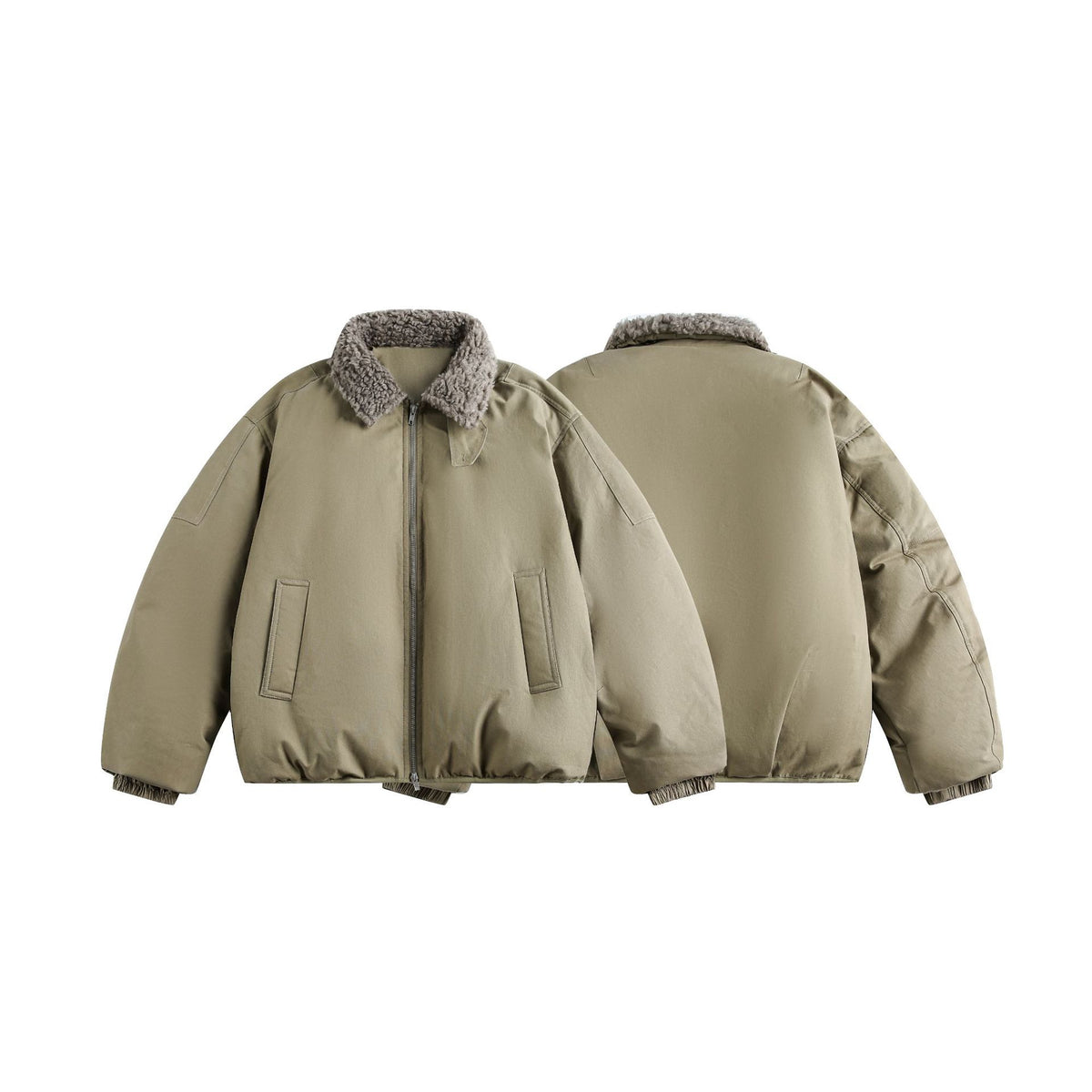 Men's Warm Insulated Field Bomber Jacket with Sheepskin-Look Collar EVA-US