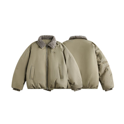 Men's Warm Insulated Field Bomber Jacket with Sheepskin-Look Collar EVA-US