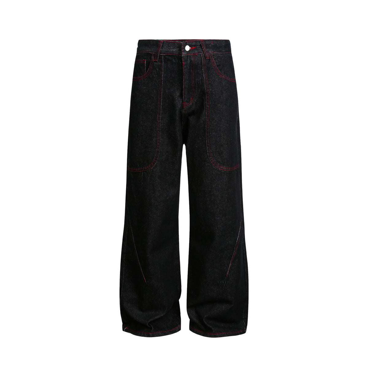 Women's wide cropped denim pants with high waist and contrast seams EVA-US
