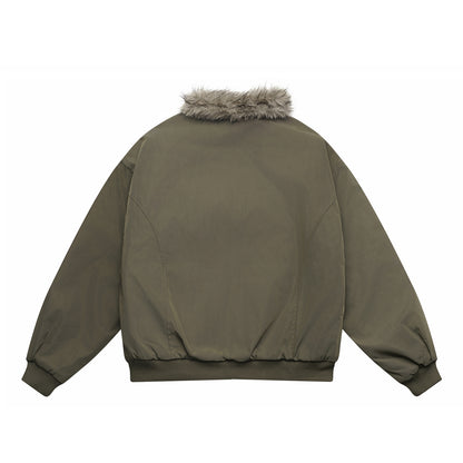 Men's Boxy Bomber Jacket with cozy artificial fur collar and windproof thermal lining EVA-US