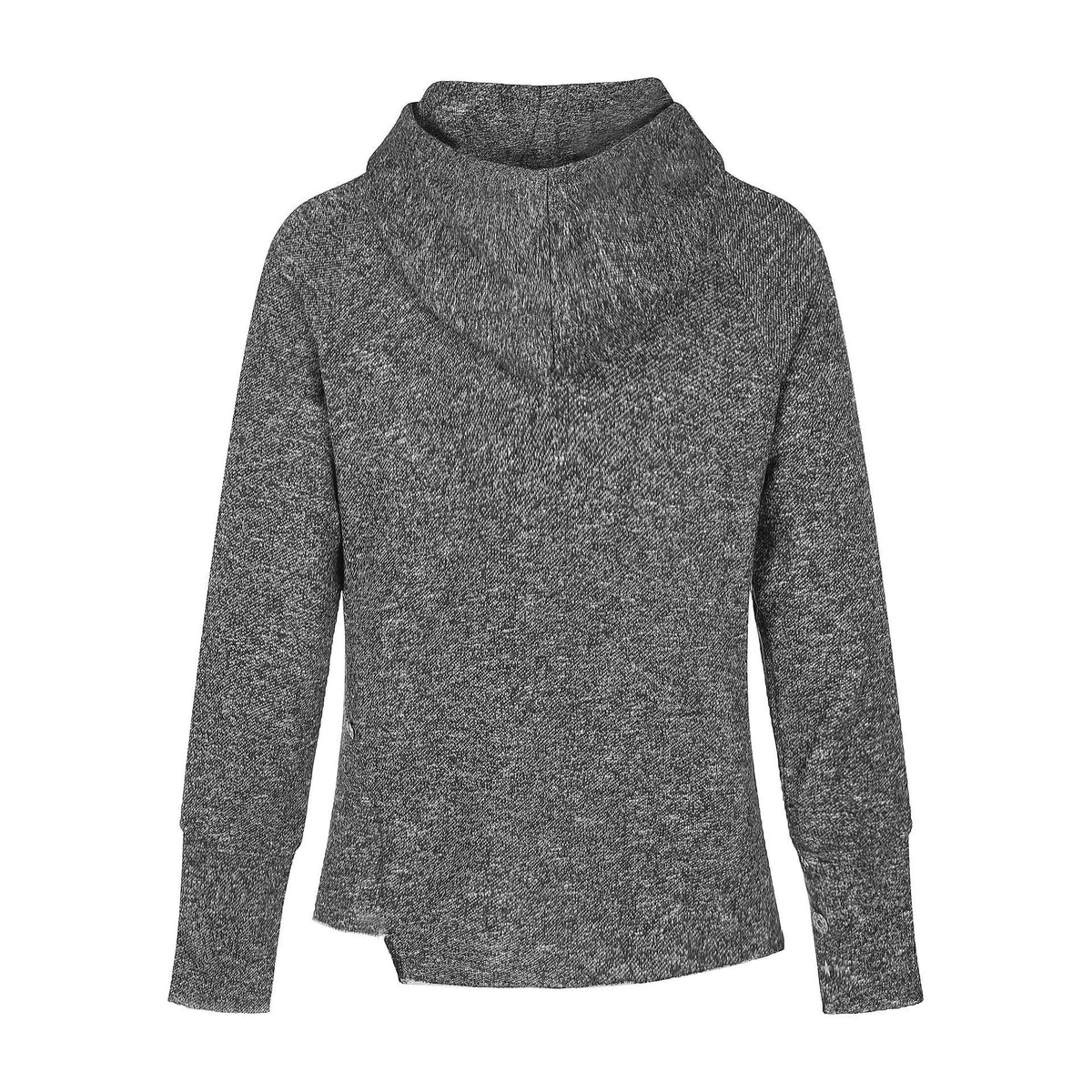 Women’s finely textured knit sweater with funnel neck, raglan sleeves, and side slit EVA-US