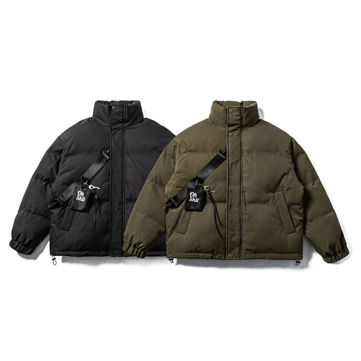 Unisex Boxy-padded Puffer jacket with high standing collar, adjustable hem and utility belt EVA-US
