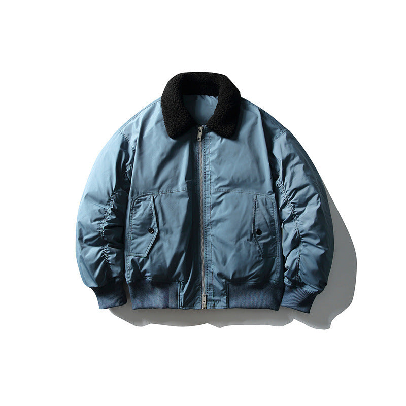 Men's Padded Pilot Bomber with Teddy Collar, Two-way Zipper and Flap Pockets EVA-US