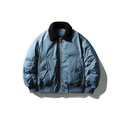 Men's Padded Pilot Bomber with Teddy Collar, Two-way Zipper and Flap Pockets EVA-US