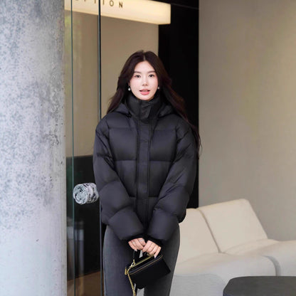 Ladies short-cut oversized quilted jacket with XXL hood and thermal insulation EVA-US