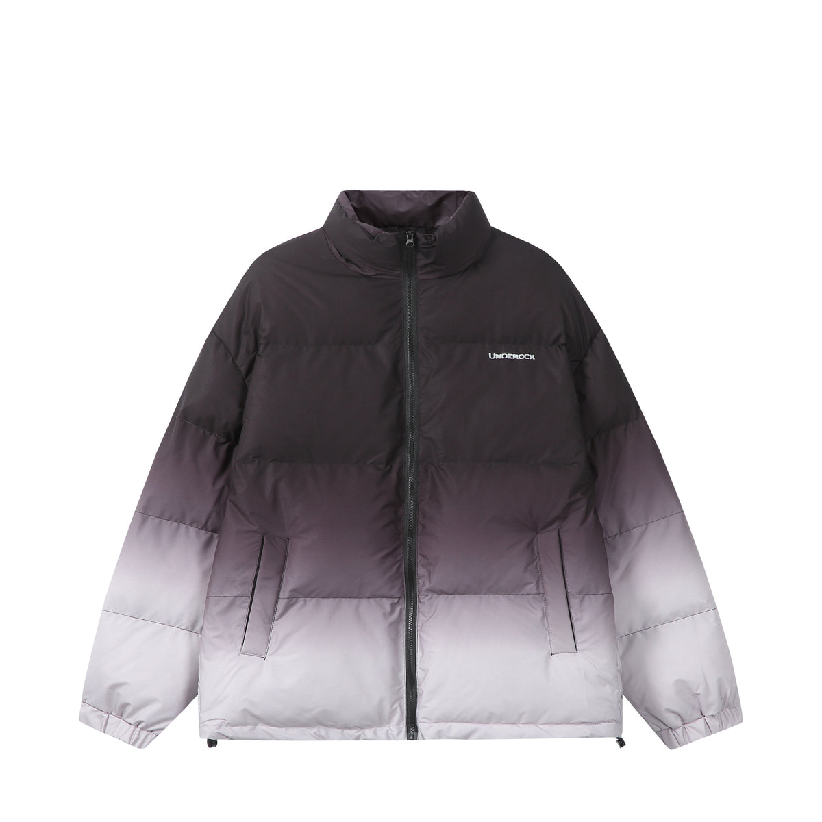 Women’s short padded quilted jacket with high funnel collar and ombré detail EVA-US