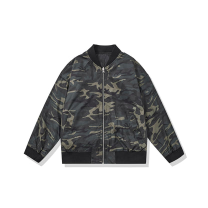 Unisex Lightweight Boxy Bomber Jacket made of Nylon with Ribbed Collar and Flap Pockets EVA-US