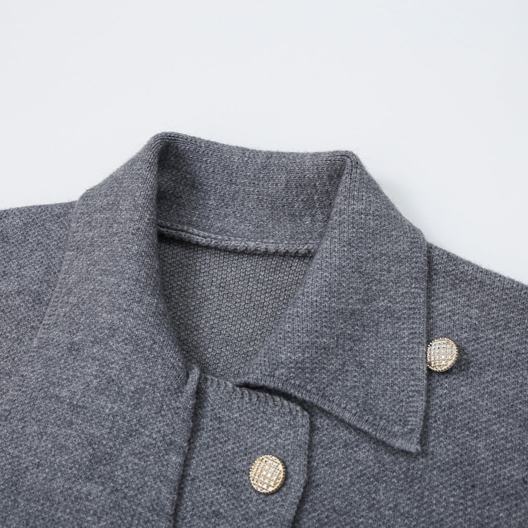 Women's Short Blouson Coat in Cocoon Cut with Asymmetrical Shawl Collar and Waist Belt EVA-US