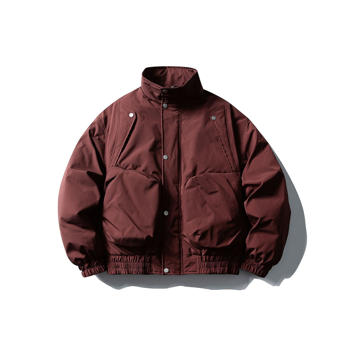 Men's Short Boxy Thermal Bomber with High Stand-Up Collar and Attached XXL Pockets EVA-US