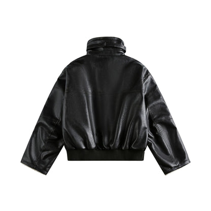 Women’s Modern Aviator Blouson made of vegan leather with teddy collar and contrasted sleeve cuffs EVA-US
