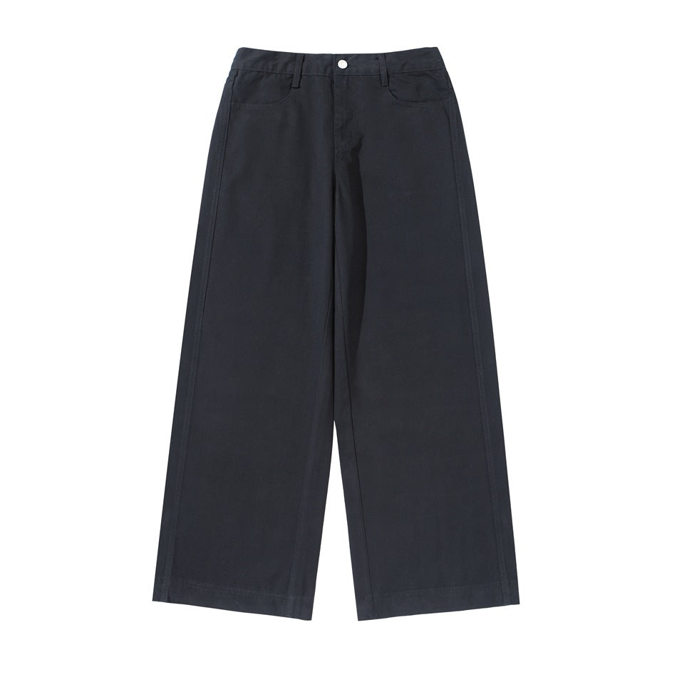 Women's high-waisted culotte pants made of cotton twill with wide leg EVA-US