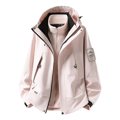 Unisex waterproof two-layer softshell rain jacket with removable fleece lining and hood EVA-US