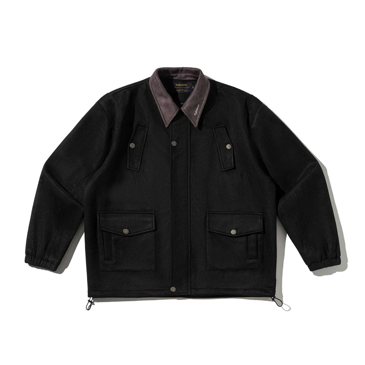 Men's Wool Mix Field Blouson with Cord Collar and Utility Pockets EVA-US