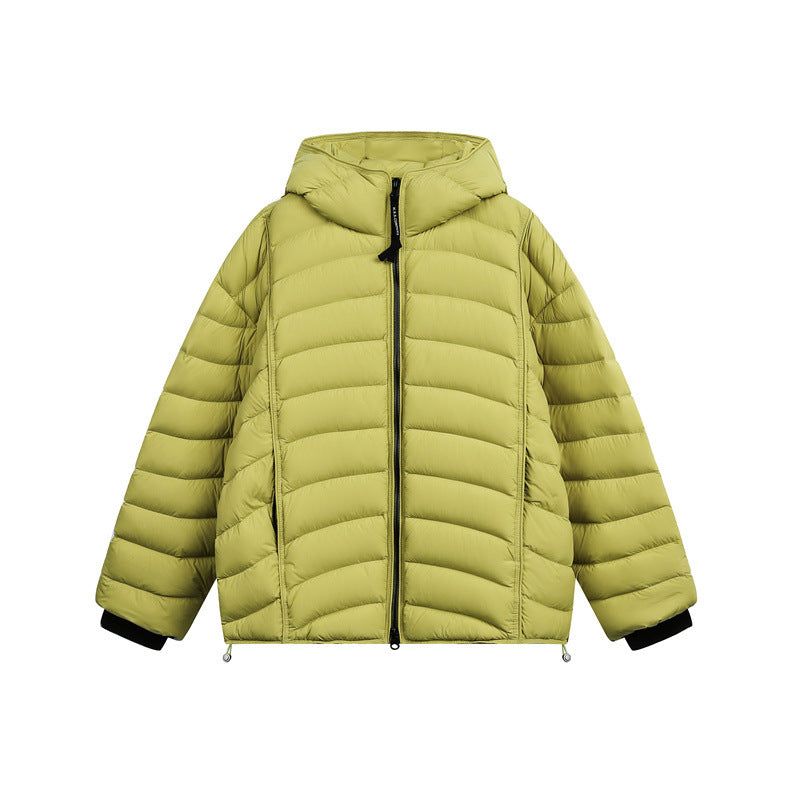 Women's Lightweight Padded Down Jacket with Hood and Adjustable Hem EVA-US