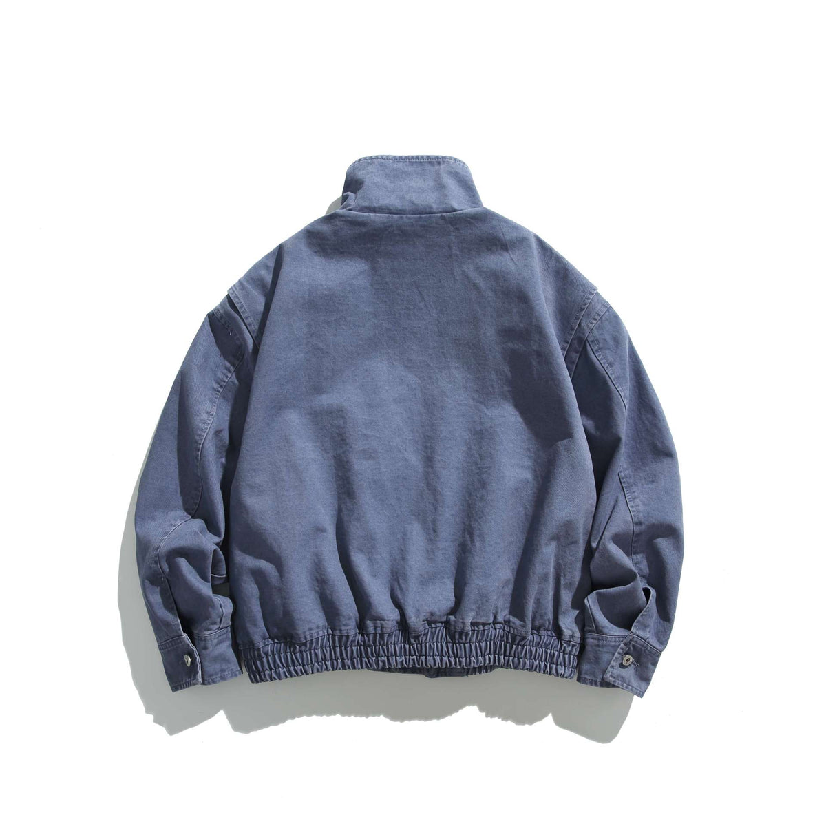 Unisex Short Jacket in Vintage Canvas with High Stand-Up Collar and Utility Pockets EVA-US