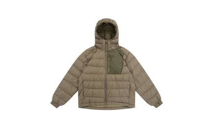 Men's lightly padded hooded jacket in boxy cut with technical inserts EVA-US