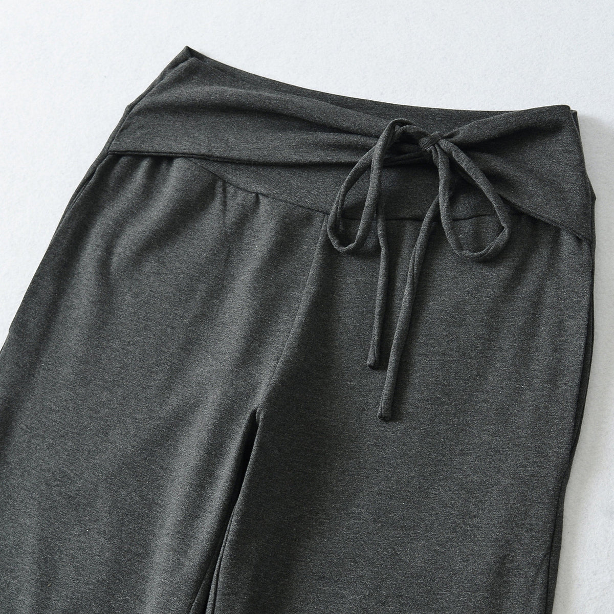 Women's Wide Jersey Lounge Pants with Folded Waistband and Drawstring EVA-US
