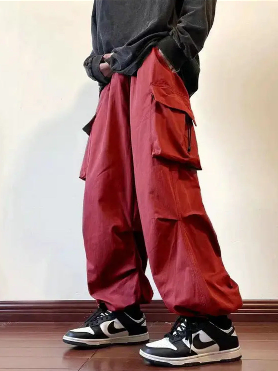 Men's Cargo Pants Wide Tunnel Drawstring