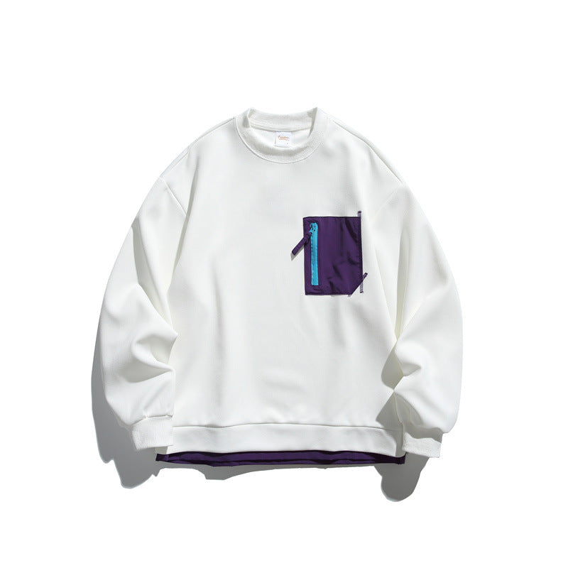 Unisex Oversize Sweatshirt with contrasted zipper chest pocket and double-layered hem EVA-US