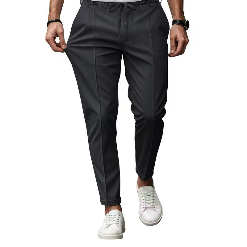 Men's elegant casual pants with elastic waistband and side pockets EVA-US