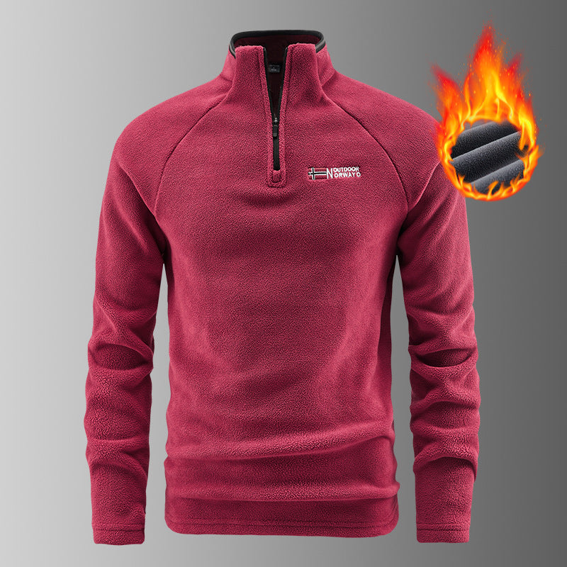Men's warming microfleece pullover with half zip, ergonomic raglan sleeves, and cozy inner structure EVA-US