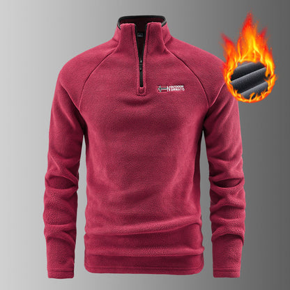 Men's warming microfleece pullover with half zip, ergonomic raglan sleeves, and cozy inner structure EVA-US