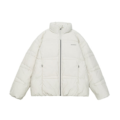 Men's Shorter Oversized Padded Puffer with High Stand Collar and Metal Zipper EVA-US
