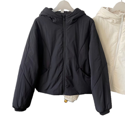 Women short cut light thermo hoodie jacket with oversized silhouette EVA-US