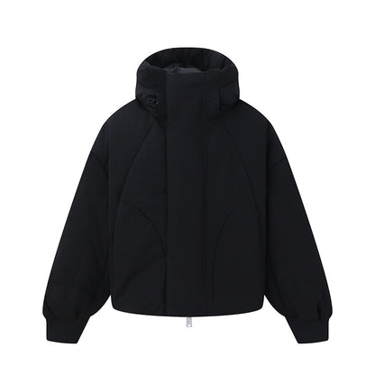 Women's short padded quilted jacket with high stand-up collar and balloon sleeves EVA-US