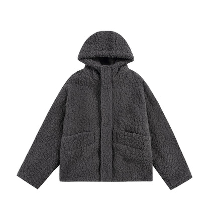 Women's Oversize Sherpa Hoodie with Concealed Front Flap and Patch Pockets EVA-US