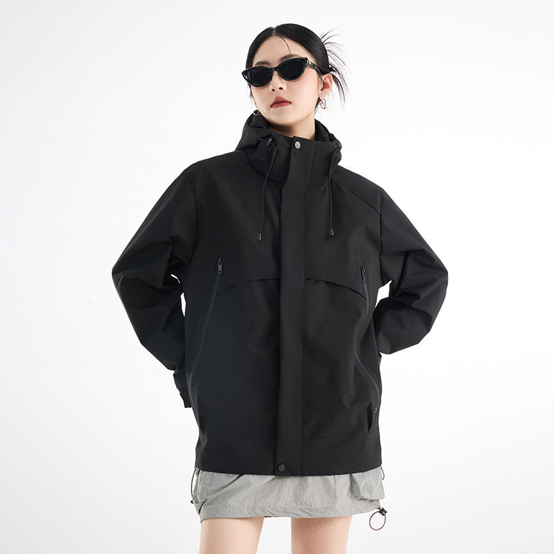 Women's technical waterproof oversized parka with hood and concealed zip pockets EVA-US