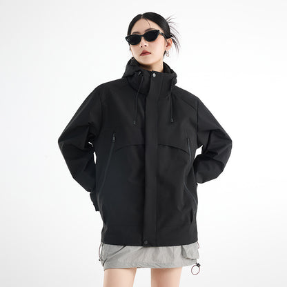 Women's technical waterproof oversized parka with hood and concealed zip pockets EVA-US