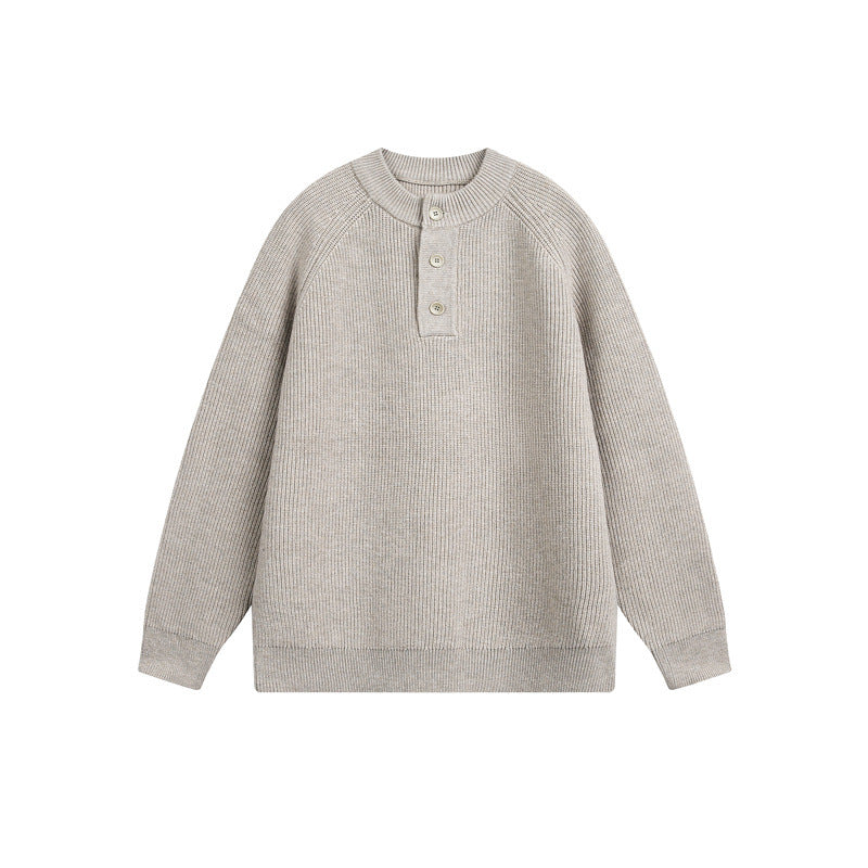 Unisex ribbed sweater with Henley placket and raglan sleeves EVA-US