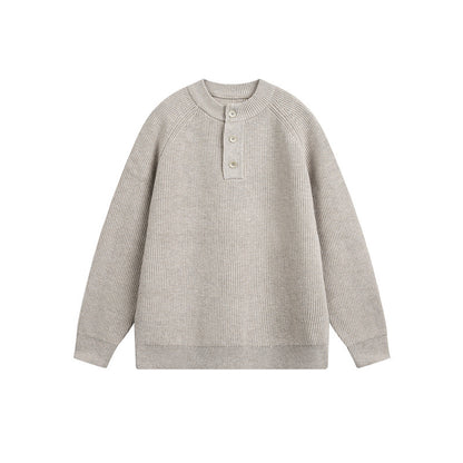 Unisex ribbed sweater with Henley placket and raglan sleeves EVA-US