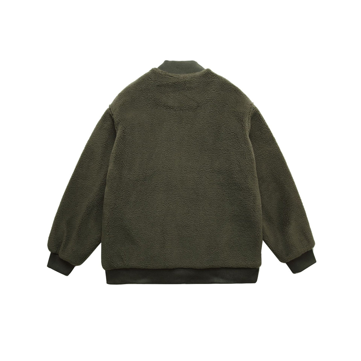 Men's Teddy Fleece Bomber Jacket with Utility Pockets and Nylon Inserts EVA-US