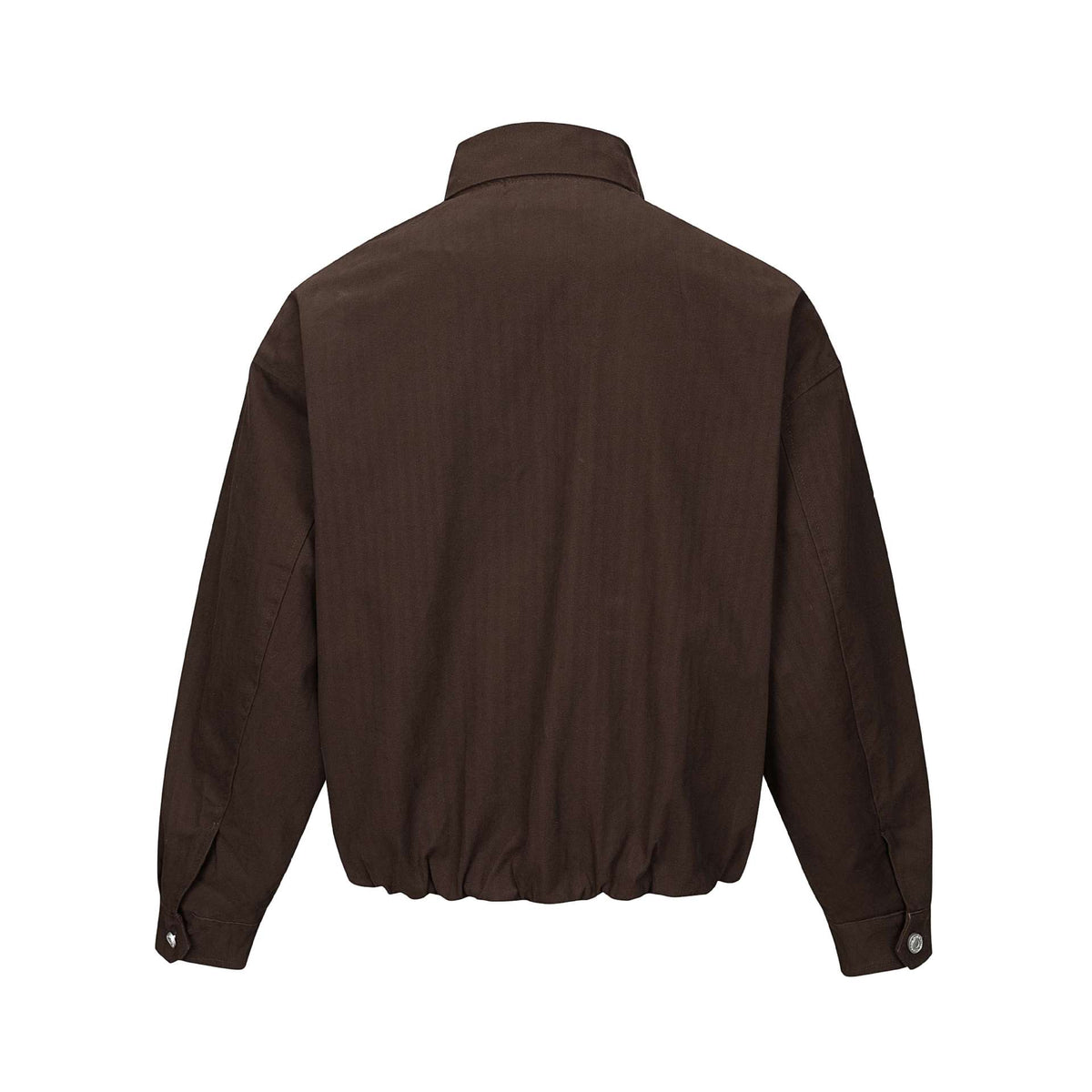 Men's short-cut canvas blouson with high stand-up collar and snap button placket EVA-US