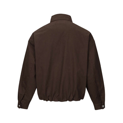 Men's short-cut canvas blouson with high stand-up collar and snap button placket EVA-US
