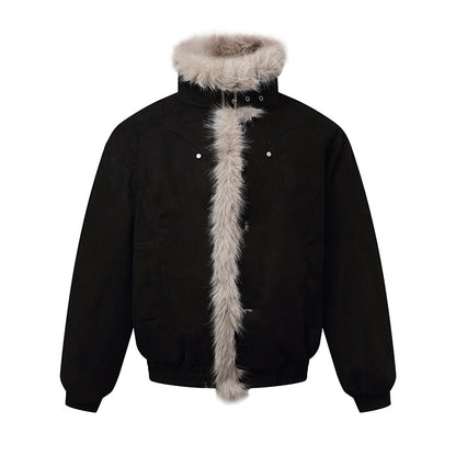 Men's bomber jacket in aviator look with faux fur trim and buckle collar EVA-US