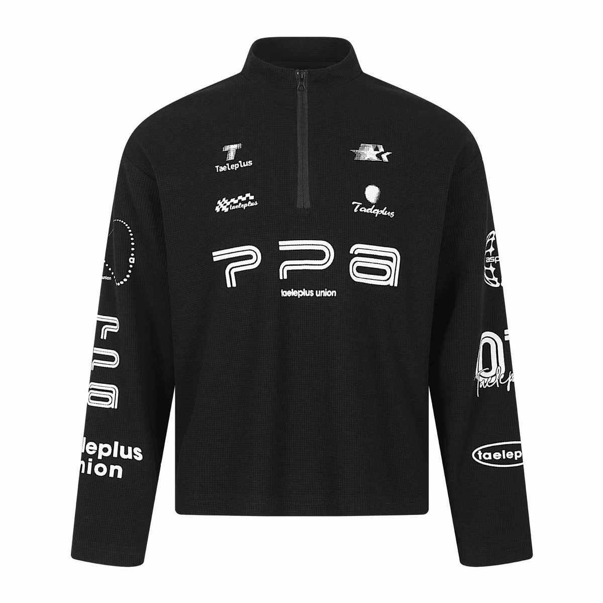 Unisex Thermo Waffle Half Zip with Stand-up Collar and Allover Logo Print EVA-US