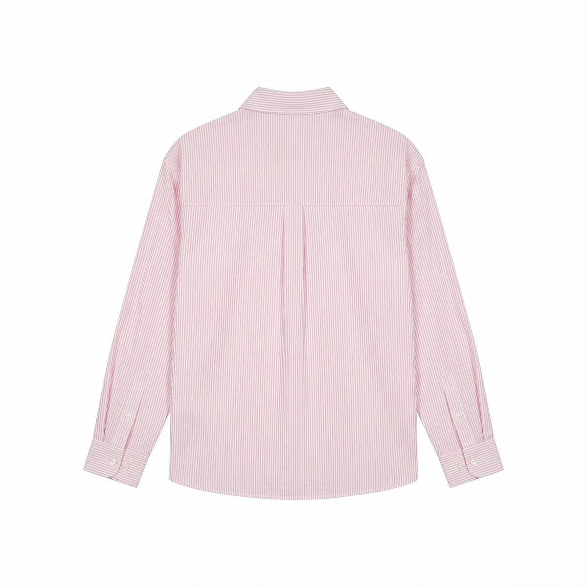 Women Striped Oversize Shirt Blouse with Doodle Dog Prints and Breast Pocket EVA-US